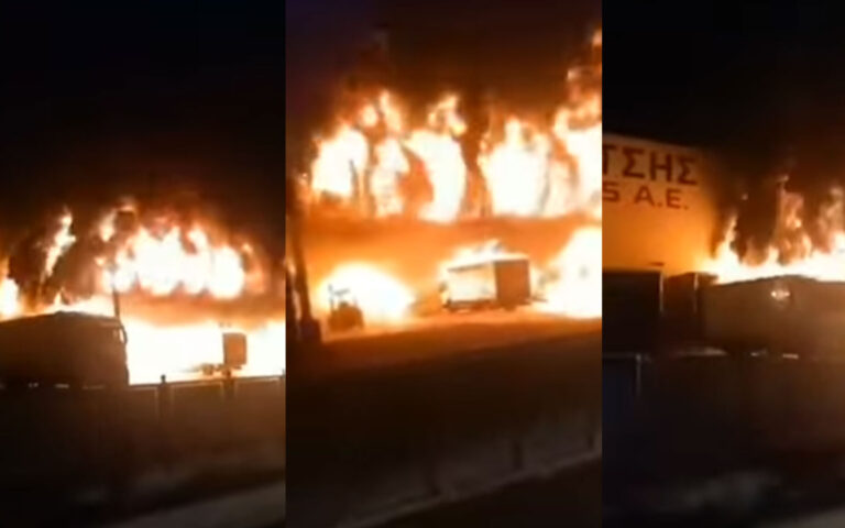 Λαμία: Βίντεο ντοκουμέντο από τη φωτιά στο εργοστάσιο «Γιαννίτση»